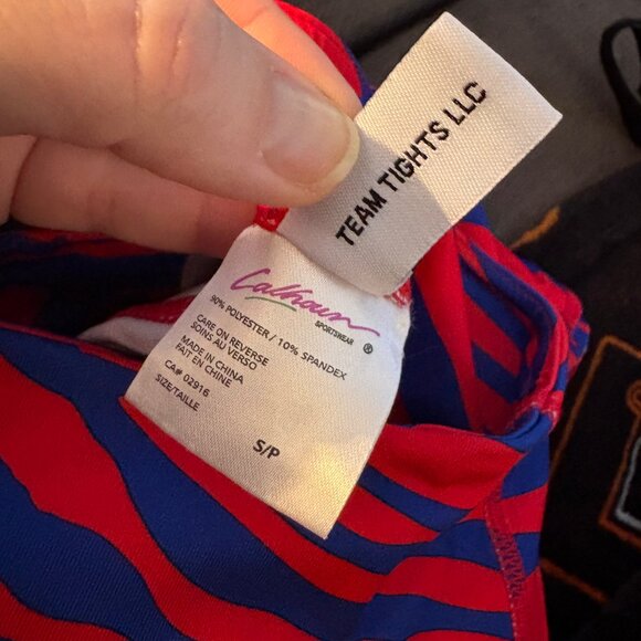 Team Tights Women's Size Small Red/Blue Zubaz Style Print Buffalo Bills Colors - Picture 4 of 4